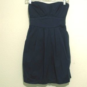 Trixxi Navy Blue Strapless Casual Dress